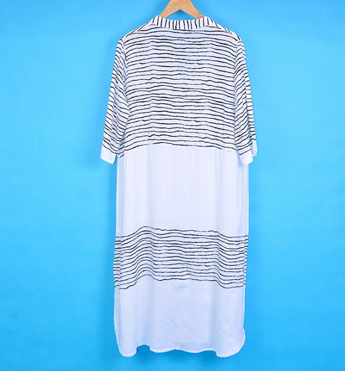 F4739 Striped Printed Cover-up Long Dress